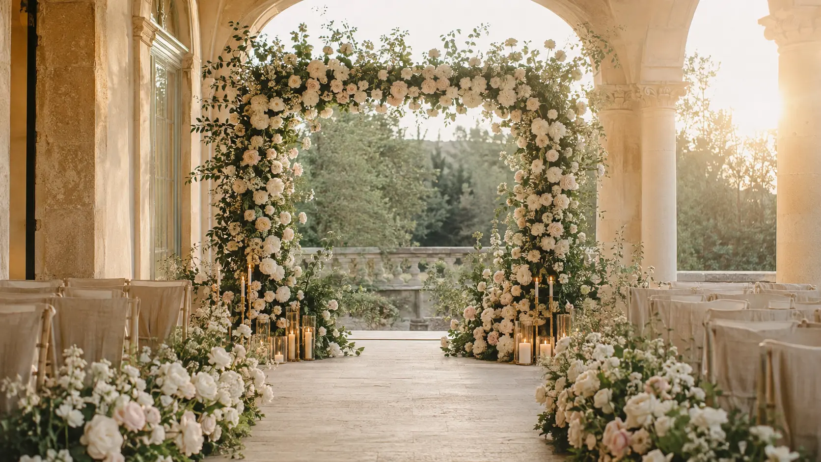 Allestimento floreale elegante per matrimonio